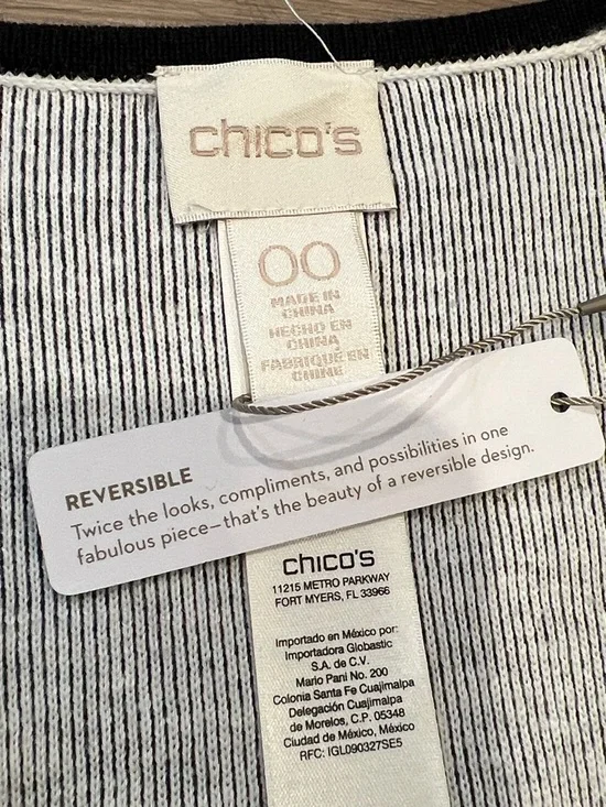 Chico's US Size 2 Black Gray Reversible Cardigan Sweater Chico’s Size 00 XS - Picture 9 of 12
